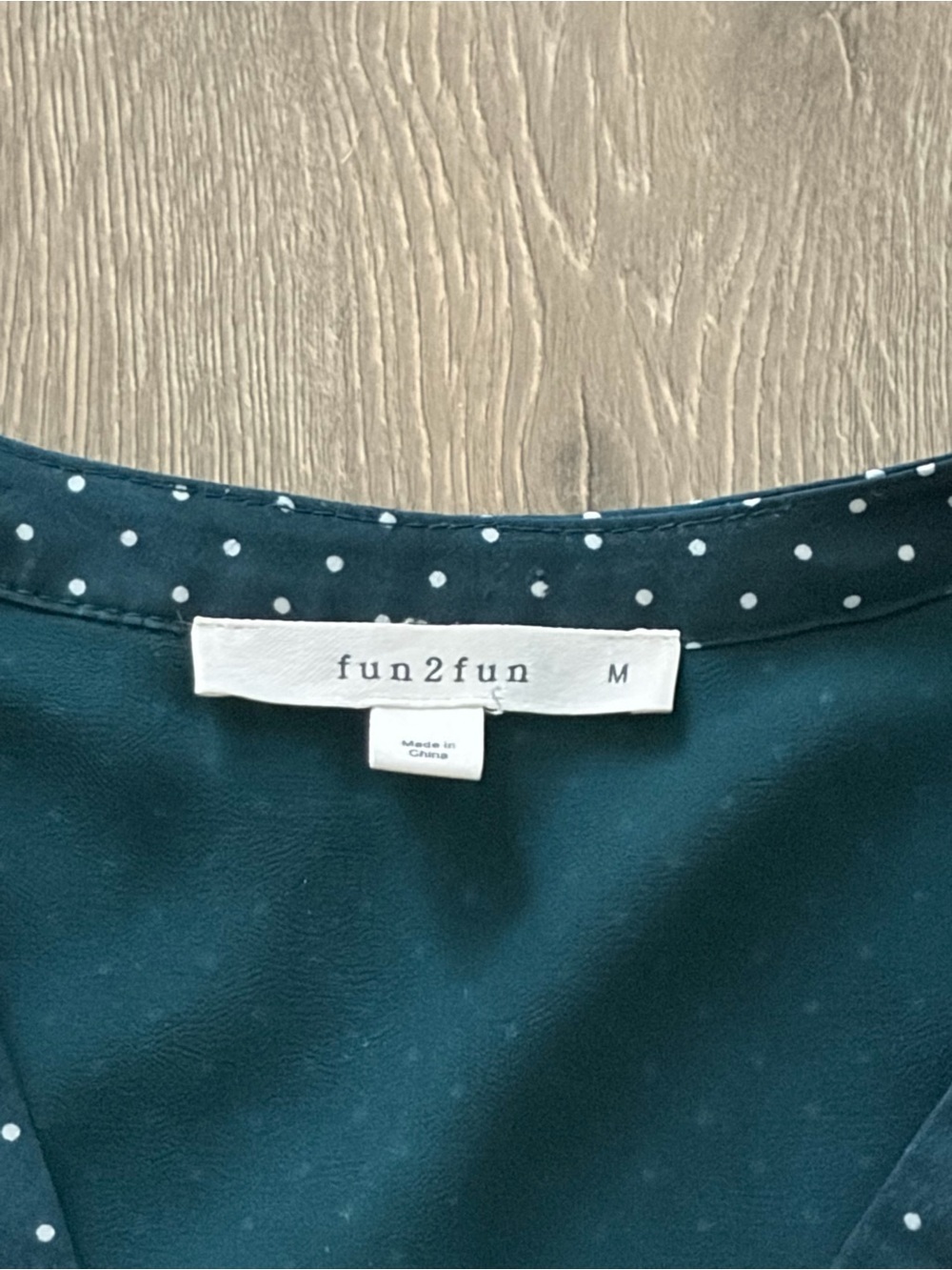 fun 2 fun Teal Polka Dot Cap-Sleeve V-Neck Blouse - Picture 5 of 5